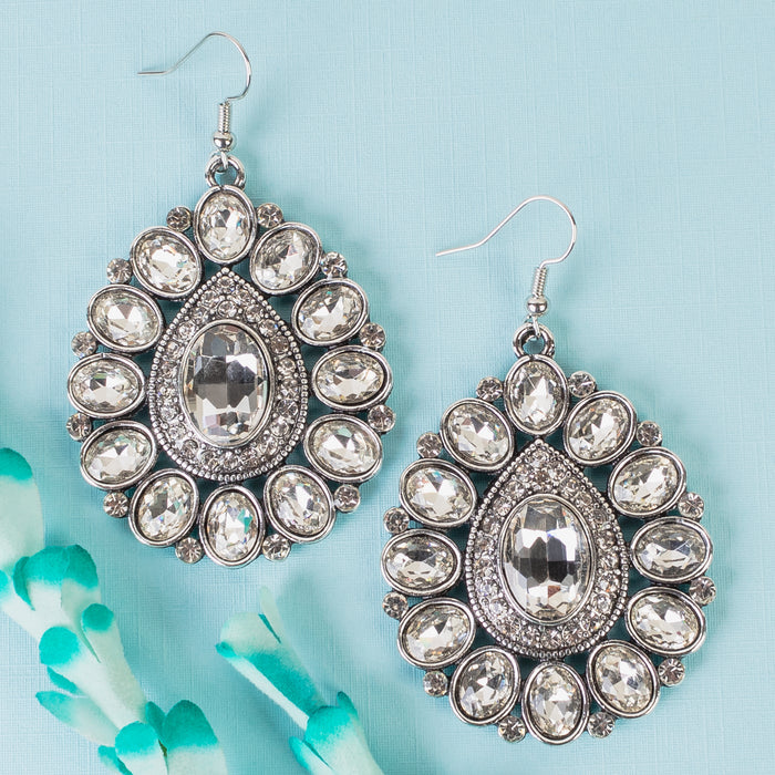 1354 - Rhinestone Earrings - Clear