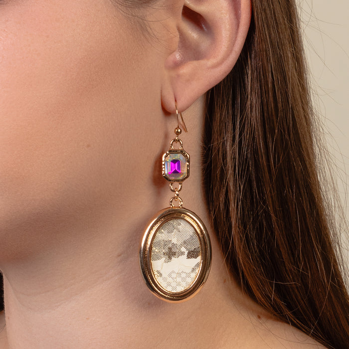 1365 - Crystal Drop Earrings - Gold