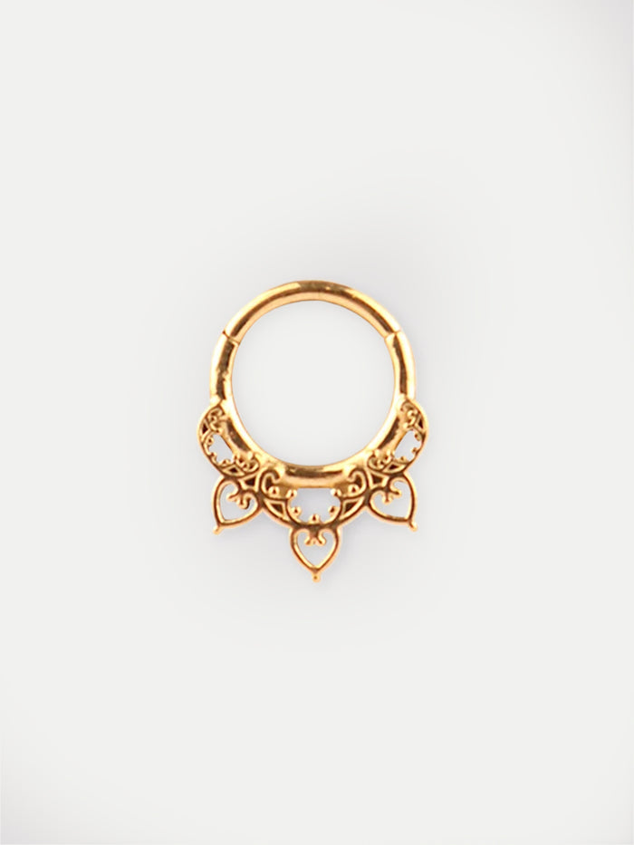 Filigree Heart Hinged Ring 16G | Gold-Image 1
