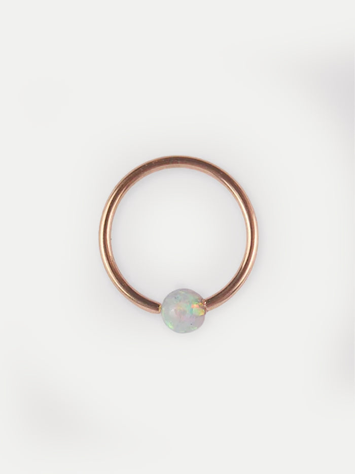 Fixed Bead Opal Ring 20G | Rose Gold-Image 1