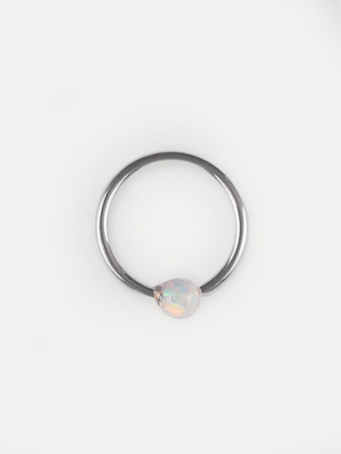 Fixed Bead Opal Ring 20G | White-Image 1