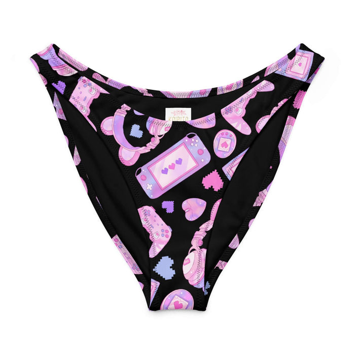 Gamer Girl kawaii V-cut bikini bottom in pink with twin joysticks and pastel handhelds