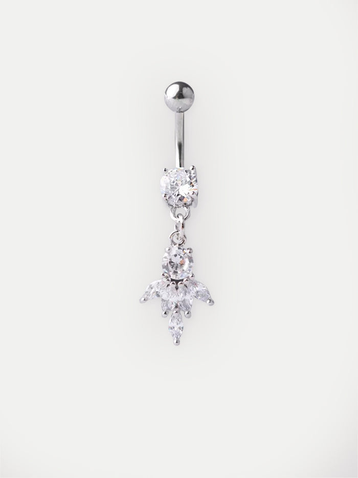 Gem Cluster Navel Barbell 14G | Clear-Image 1