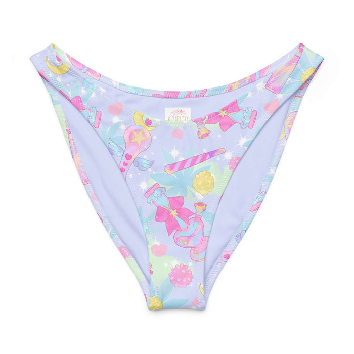Indica Magica kawaii V-cut bikini bottom in pastel with holographic bongs and pastel hearts