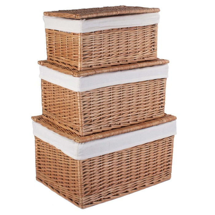 Light Steamed Cotton Lined Wicker Storage Basket