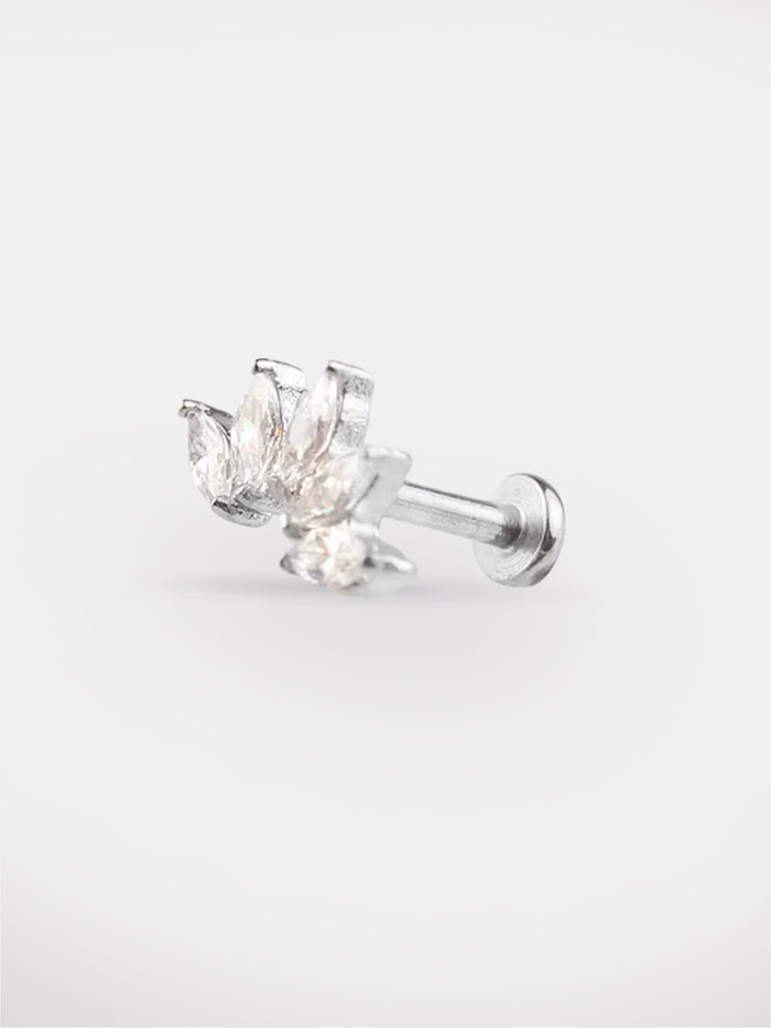 Marquise Gem Curve Ear Stud 18G | Clear-Image 1