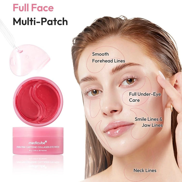 Medicube PDRN Pink Caffeine Collagen Eye Patch (60 Patches) رقعة العين ميديكوب بي دي آر إن الوردية بالكافيين والكولاجين - Princess Cosmetics Qatar