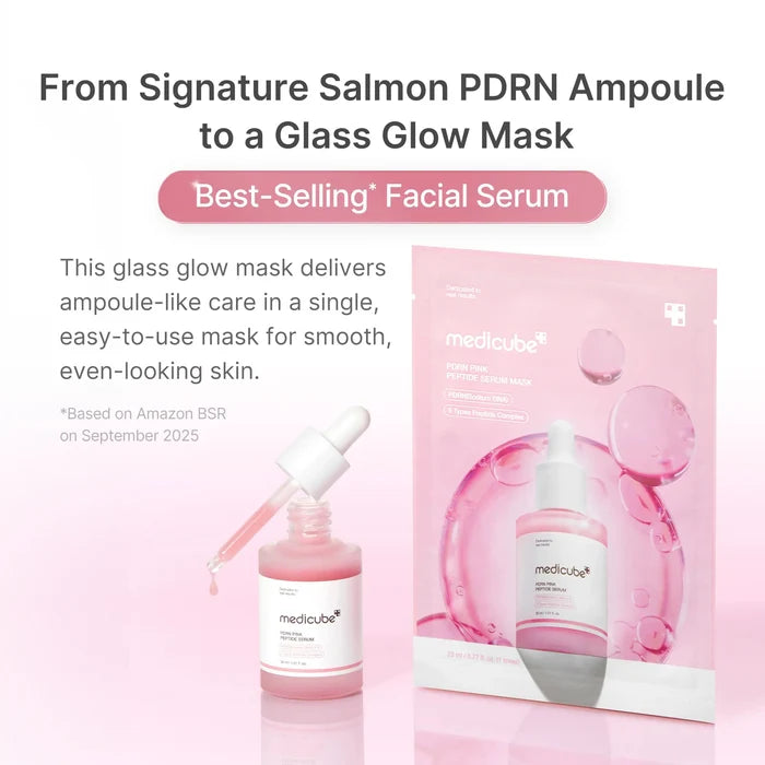 Medicube PDRN Pink Peptide Serum Mask (1 Sheet) قناع مصل الببتيد الوردي من ميديكوب بي دي آر إن - Princess Cosmetics Qatar