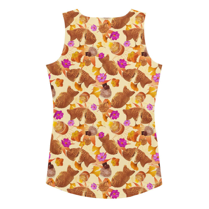 Momiji kawaii tank top with maple leaves and cosmos blooms