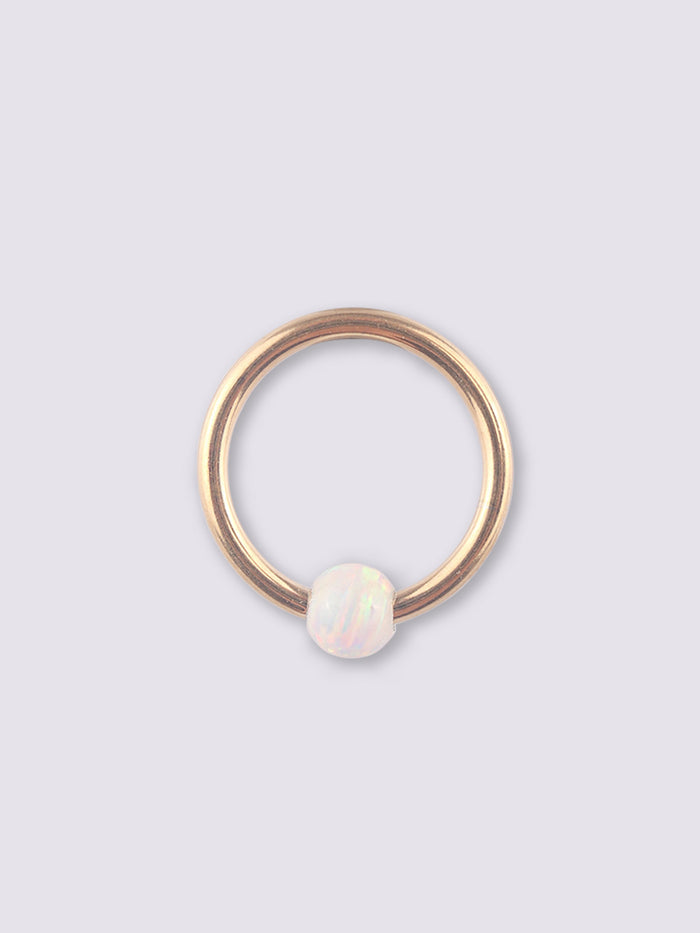 Opal Gold Bead Ring 18G | White-Image 1