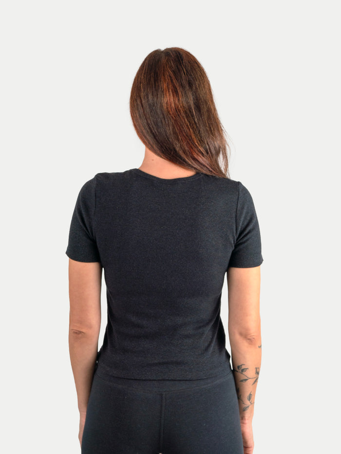 Organic Hemp Bamboo Ribbed Tee | Black-Image 5