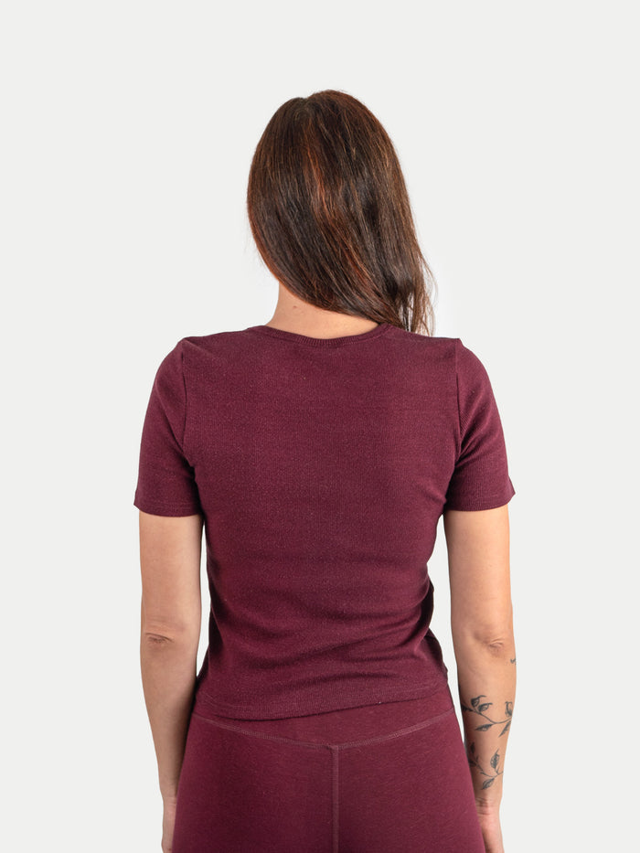 Organic Hemp Bamboo Ribbed Tee | Maroon-Image 5