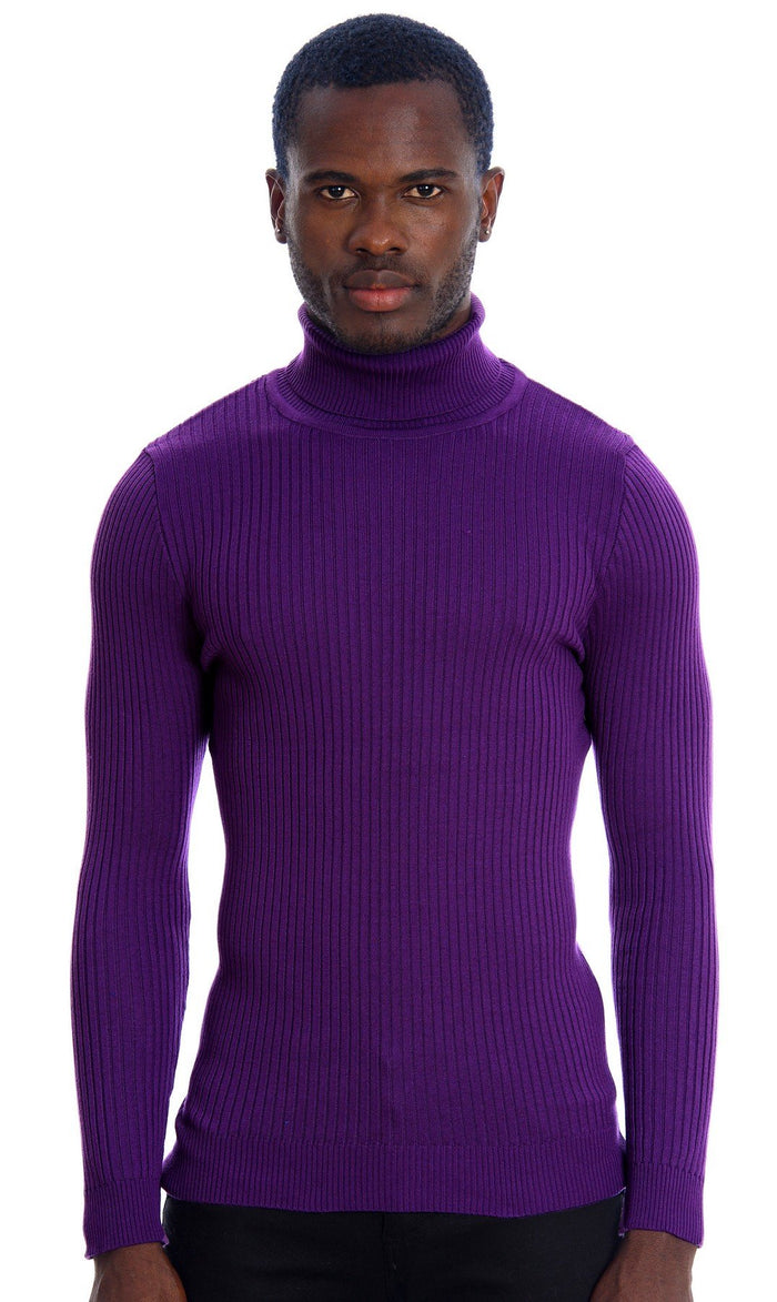 Men's purple turtleneck sweater - KCT Menswear