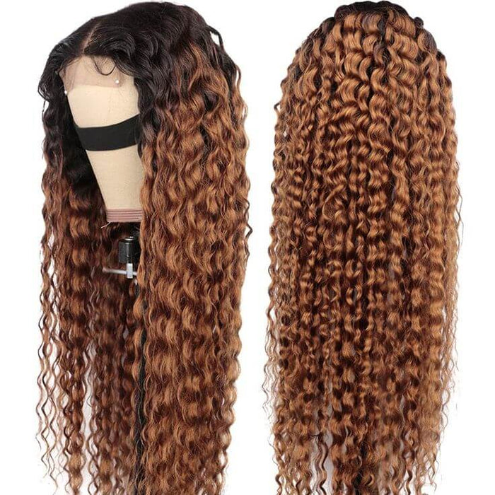 glueless 4x4 lace wig with honey brown ombre for bold style