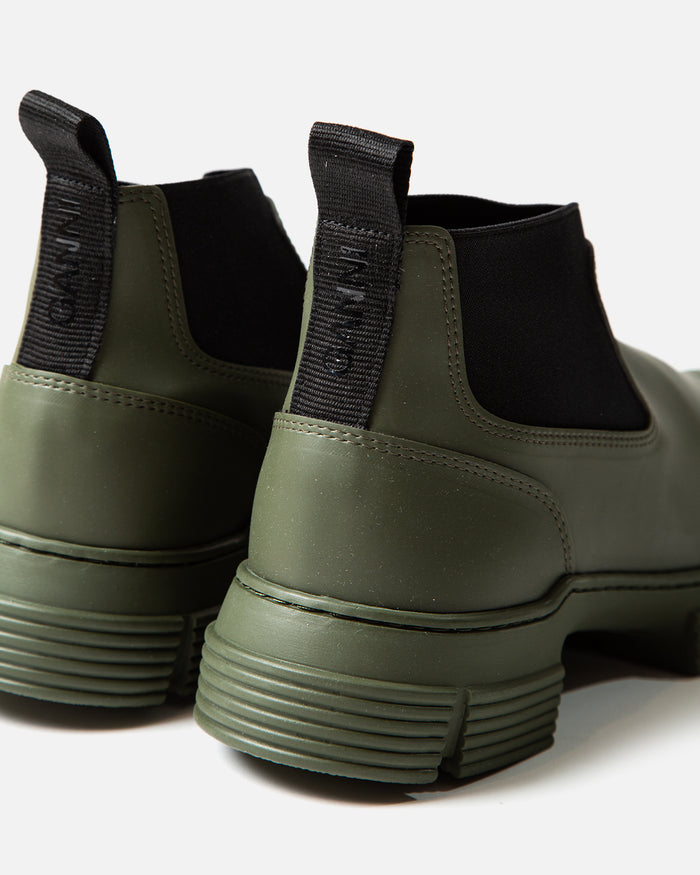Recycled Rubber Crop City Boot in Kalamata from the Ganni Spring / Summer 2023 collection blues store www.bluesstore.co