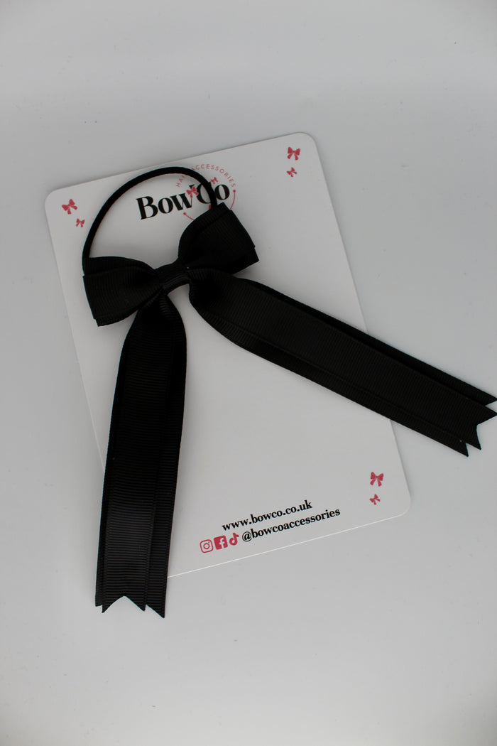 School Black Bow - Tuxedo Tails Bow - Elastic