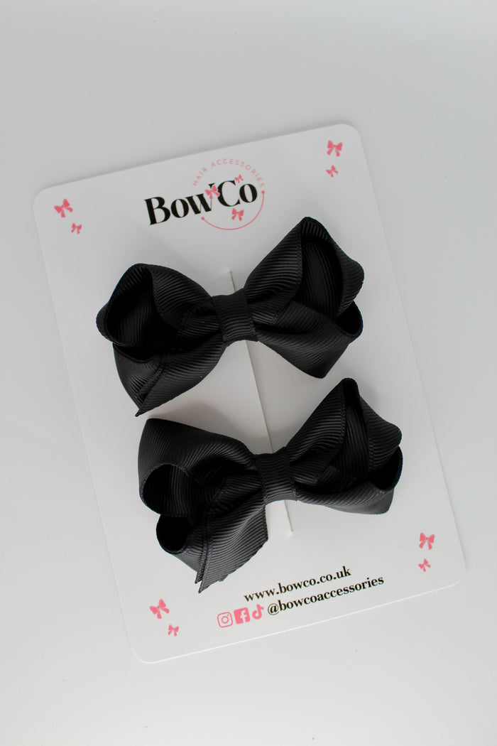 School Black Loop Bow Set - Clip