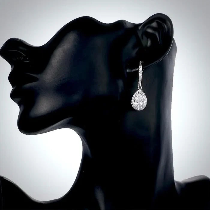 Wedding Jewelry - Cubic Zirconia Bridal Drop Earrings - Available in Silver and Rose Gold
