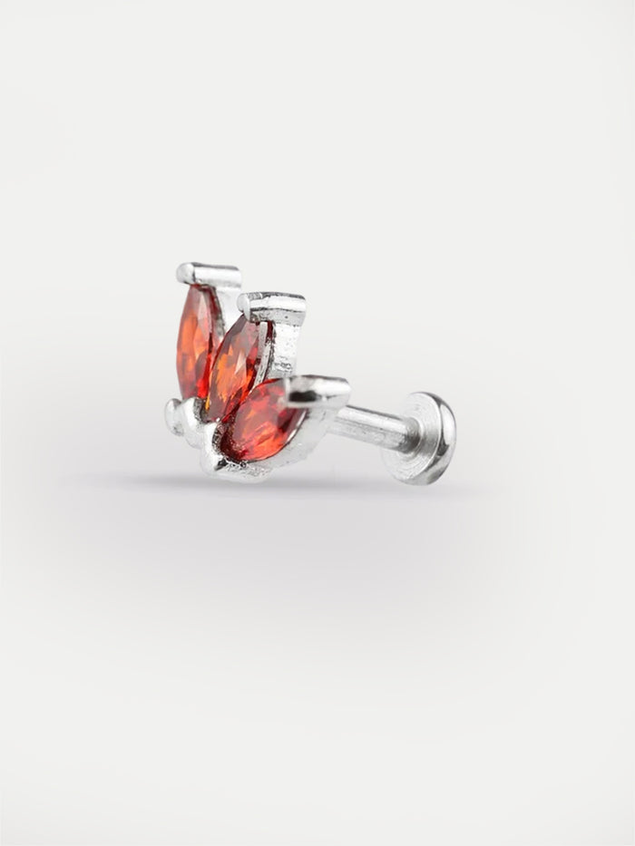 Three Marquise Gem Ear Stud 18G | Red-Image 1