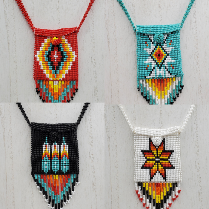 TRIBAL ROOTS Beaded Square Amulet