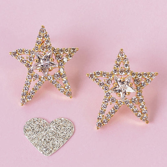 13015 - Crystal Star Earrings - Gold