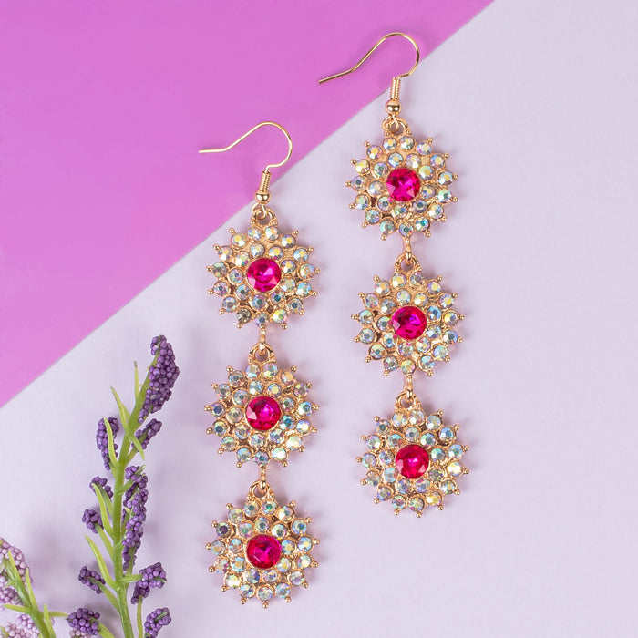 1334 - Flower Earrings - Fuchsia