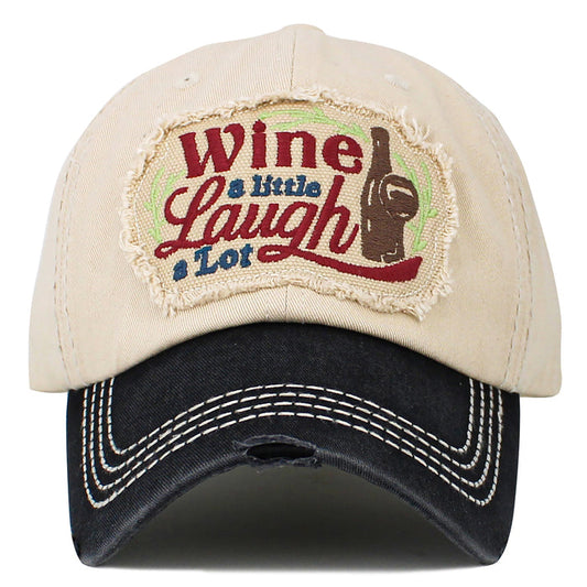1655 - Wine A Little Laugh A Lot Hat - Black