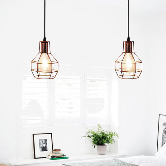 2-Light Industrial Spider Pendant Light - Adjustable Metal Cage~3390