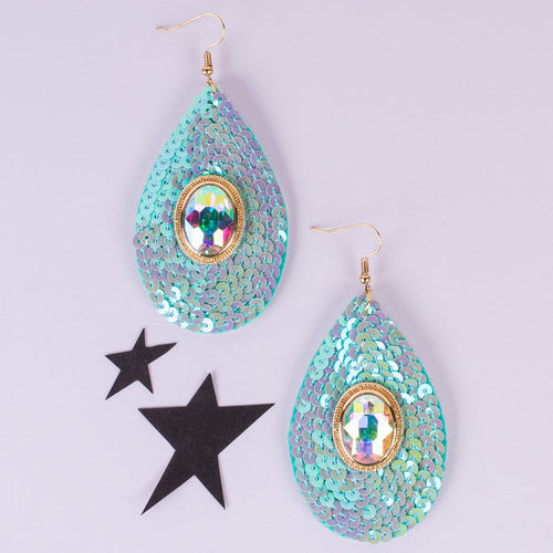 93292 - Sequin Drop Earrings - Turquoise