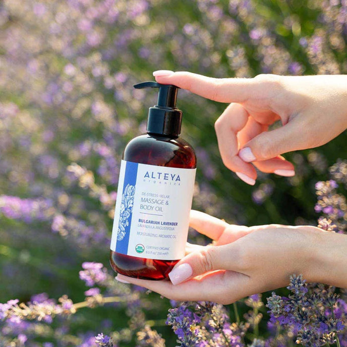 Alteya Organics - Lavender Massage & Body Oil - De-Stress + Relax - 250 ml.