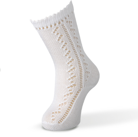 Carlomagno White Crochet Knee High