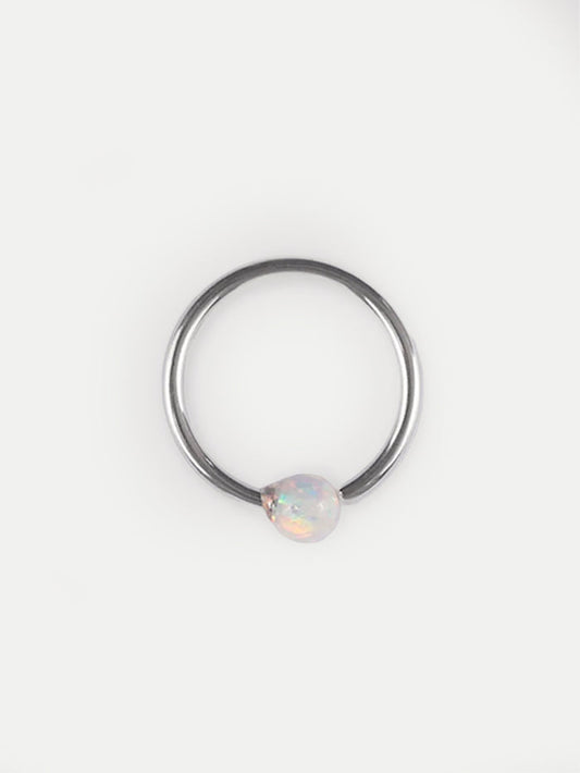Fixed Bead Opal Ring 20G | White-Image 1