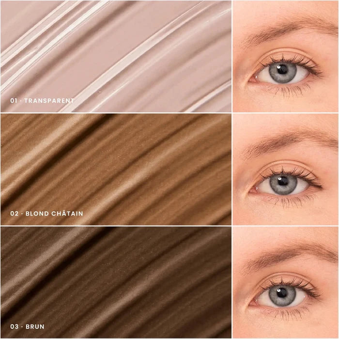 Nuancier des teintes du gel-mascara à sourcils teinté bio Charlotte Bio