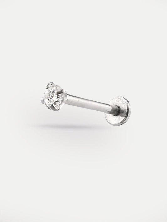 Gem Prong Set Flatback Barbell 16G | Clear-Image 1