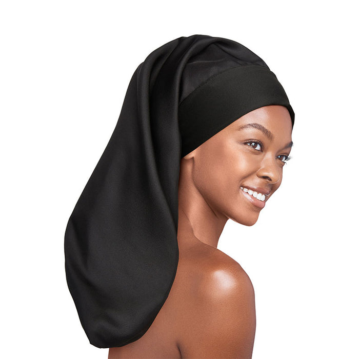 #Hbr07 Silky Wide Edge Braid Bonnet [Black]
