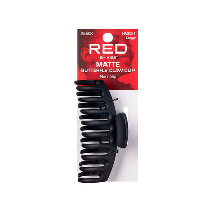RED by KISS packaged large matte black butterfly hair clip matte claw design with non slip grip
