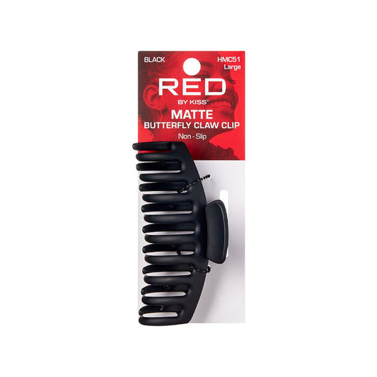 RED by KISS packaged large matte black butterfly hair clip matte claw design with non slip grip