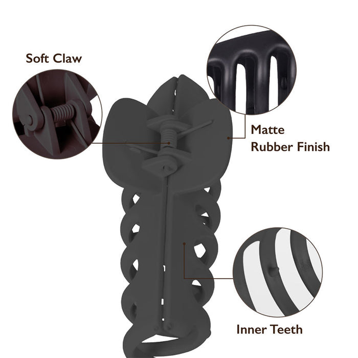 large matte black butterfly hair clip RED BEAUTY by KISS with matte rubber finish soft claw and inner teeth detail