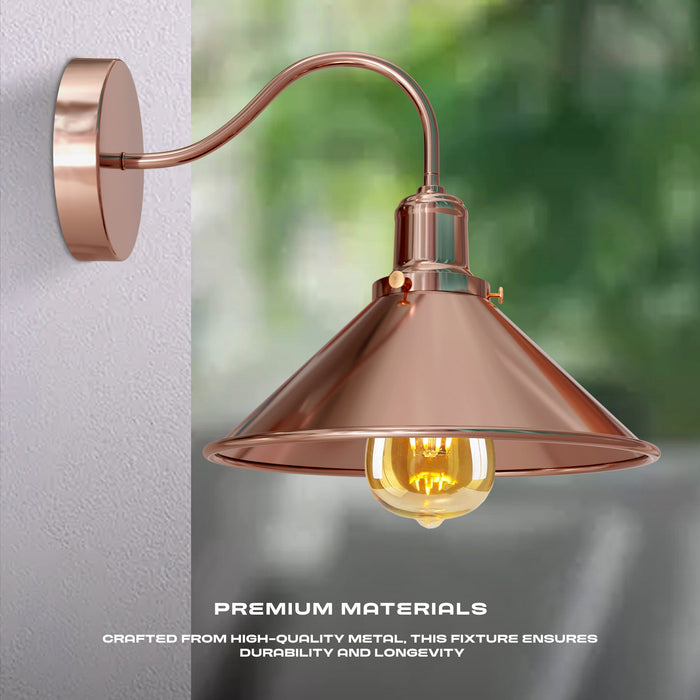 Industrial Swan Neck Wall Sconce Fixed Arm E27 Professional Metal~1196