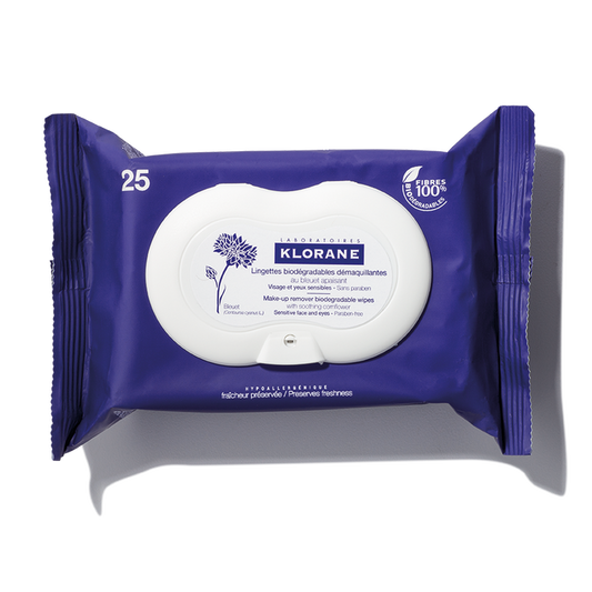 Klorane Make-Up Remover Biodegradable Wipes with Soothing Cornflower