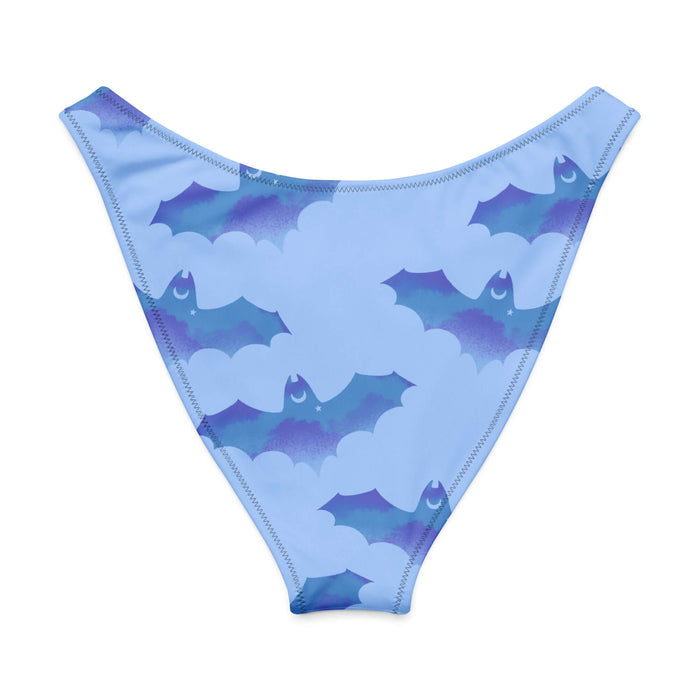 Lilith pastel-goth bikini bottom in blue with bat print and pastel clouds