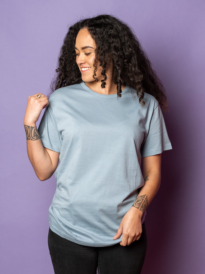 Little Yellow Bird Organic Cotton Tui Tee | Dusky Blue-Image 3