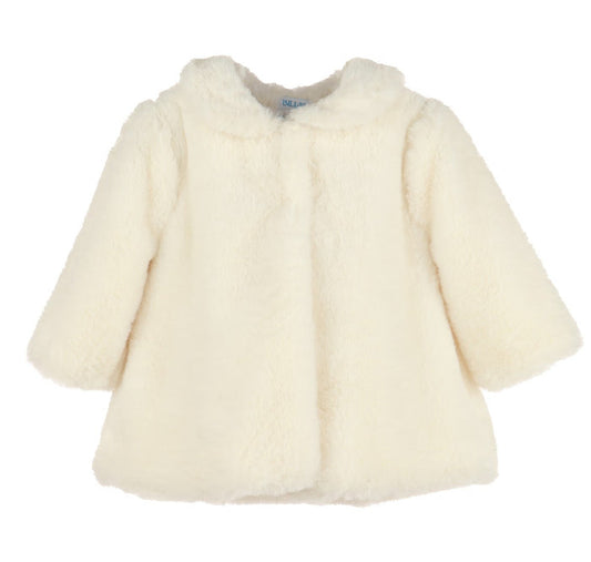 Luli & Me Cozy Fuzzy Long Coat-Ivory