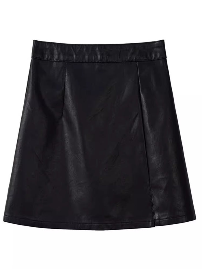New AutumnWinter High-Waisted  Slimming  Bodycon Sexy PU Leather Skirt For Women