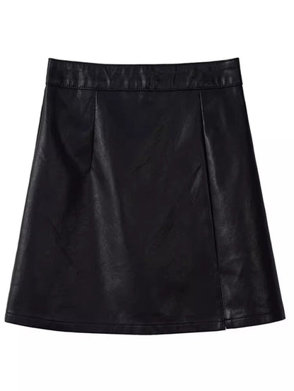New AutumnWinter High-Waisted  Slimming  Bodycon Sexy PU Leather Skirt For Women