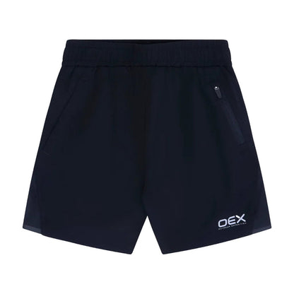 OEX Junior's 3-Piece Co-Ord Set Black shorts with elastic waistband and pockets for active kids.