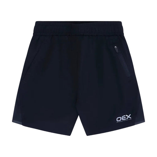 OEX Junior's 3-Piece Co-Ord Set Black shorts with elastic waistband and pockets for active kids.