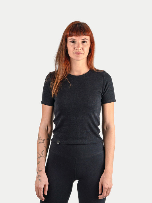 Organic Hemp Bamboo Ribbed Tee | Black-Image 1