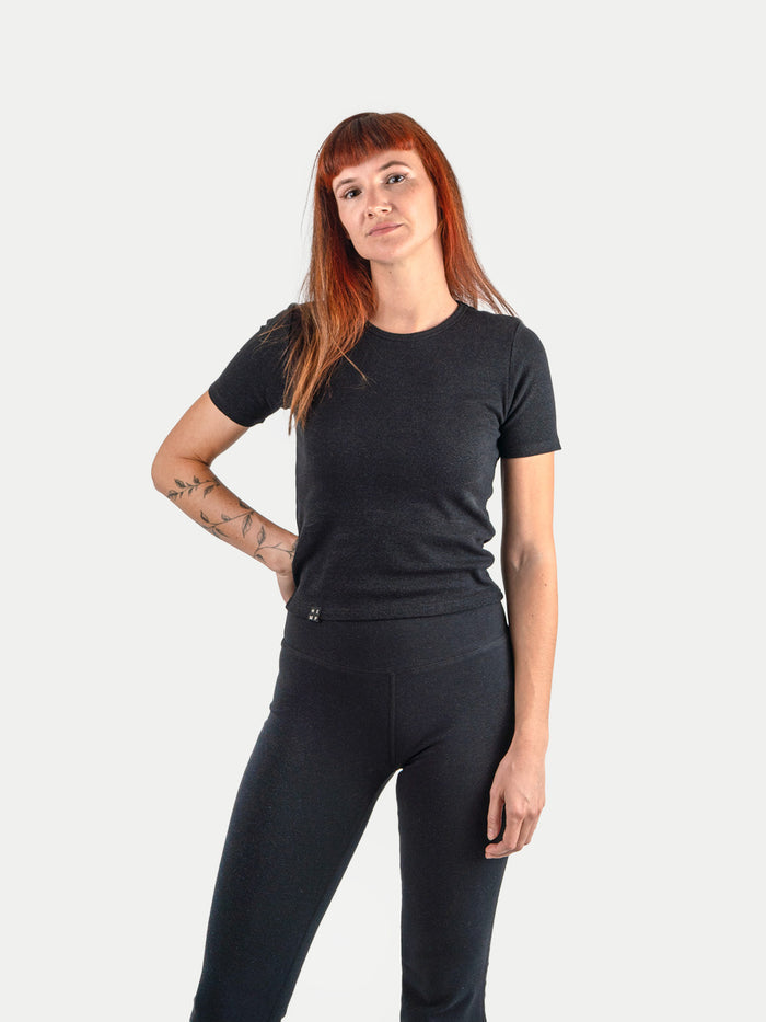 Organic Hemp Bamboo Ribbed Tee | Black-Image 3