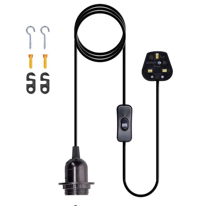 Plug-In Pendant Light Fitting Kit E27 with Switch | 2m & 4.5m ~4548
